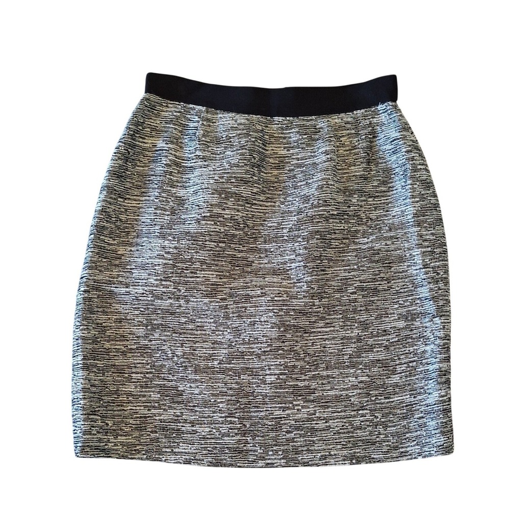 Kate Spade Black White  Tweed‎ Metallic  Pencil Skirt Size 2